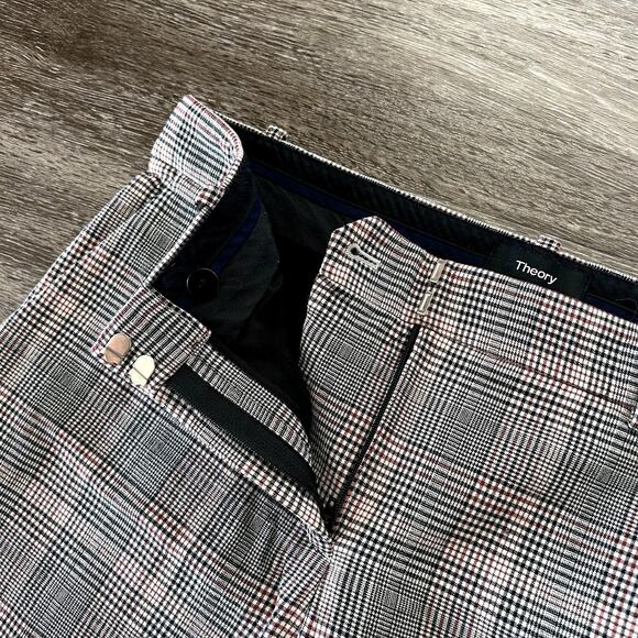 Theory Treeca 2 Deco Portland Plaid Cropped Pants 6 Wool Blend Tailored Trousers - Picture 10 of 14